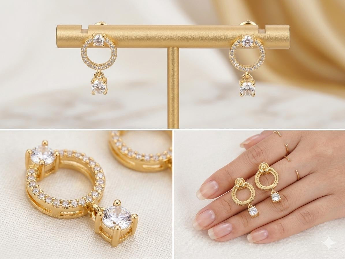 Adjustable Ribbed Bar Diamond Anti Tarnish Earrings