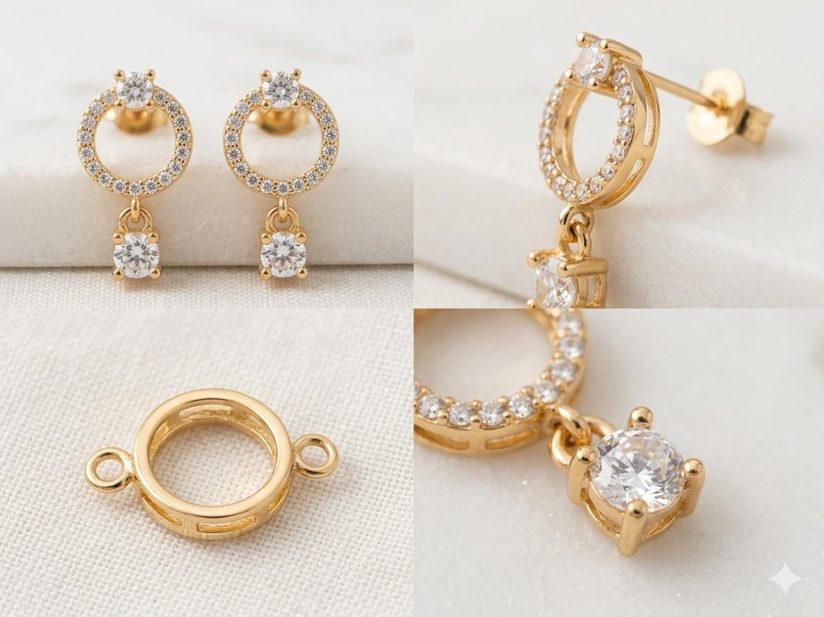 Adjustable Ribbed Squared Diamond Anti Tarnish Earrings