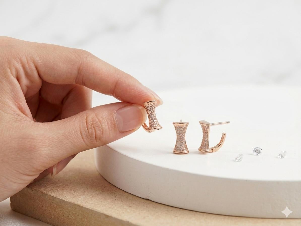 Pavé Hourglass J-Hoop Earrings