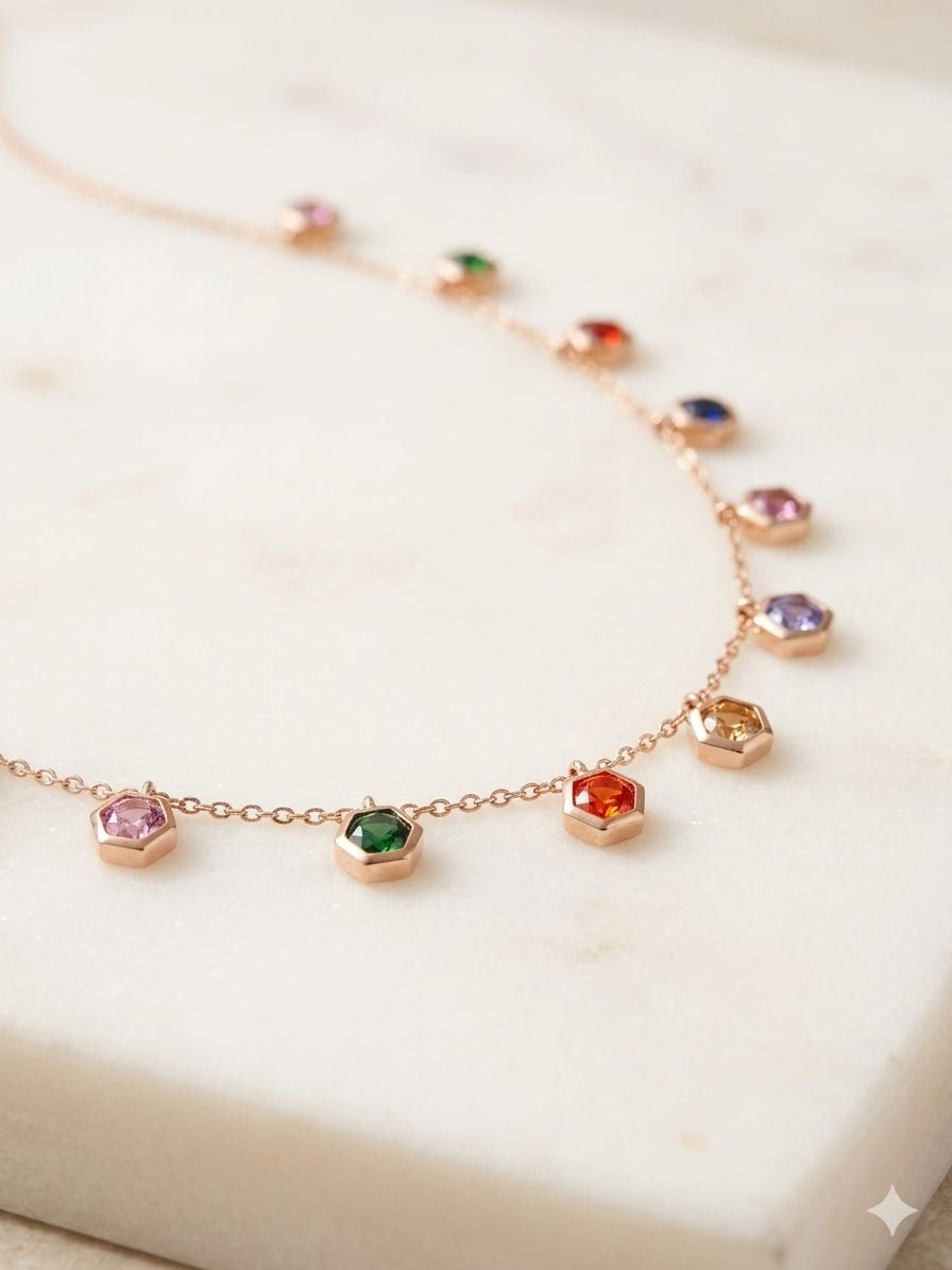 Prism Charm Gemstone Necklace
