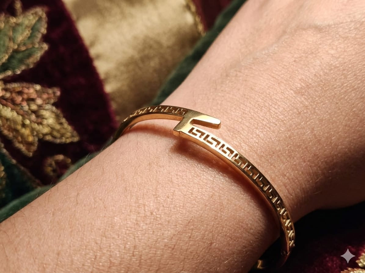 Greek Key Bypass Bangle