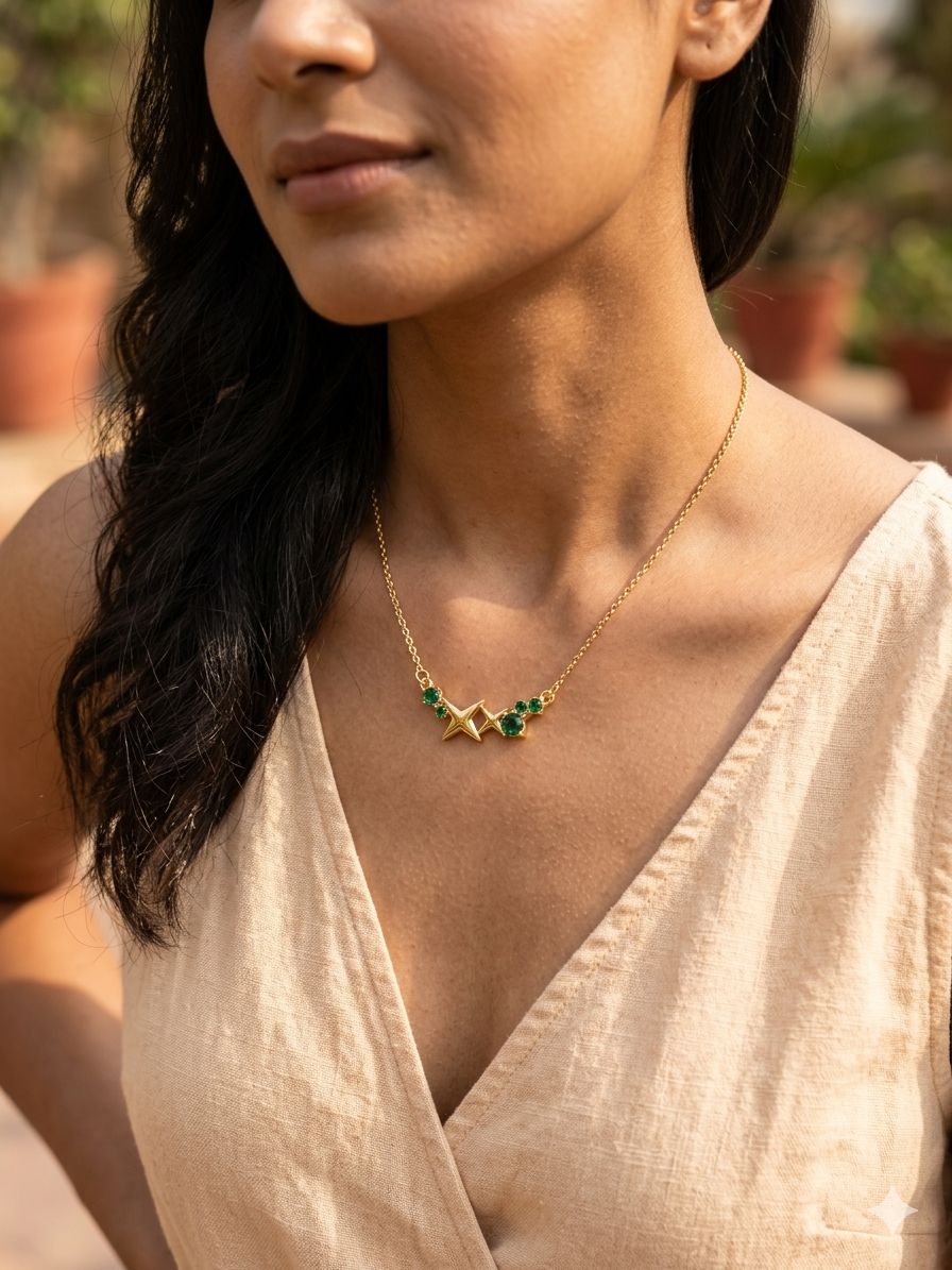 Gold Pavé Linked Circle Lariat Necklace