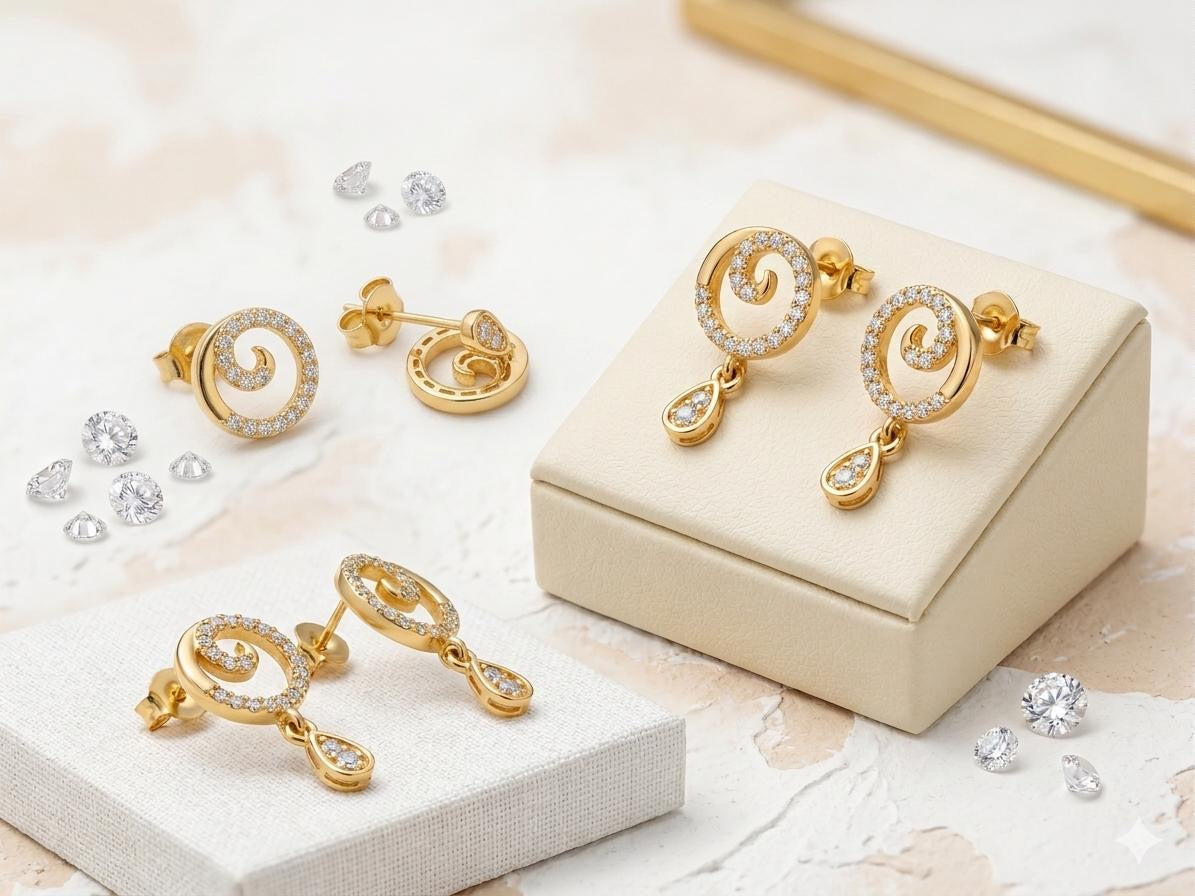 Swirl Pavé Teardrop Drop Earrings