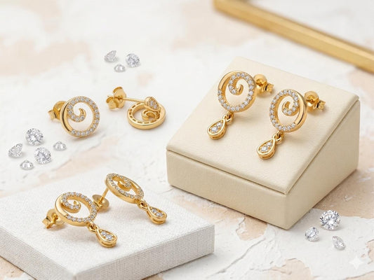 Swirl Pavé Teardrop Drop Earrings