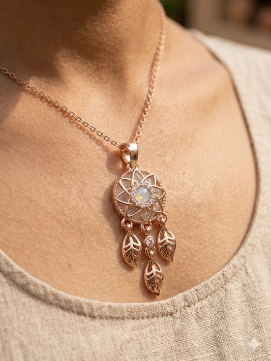 Rose Gold Dreamcatcher Pendant Necklace