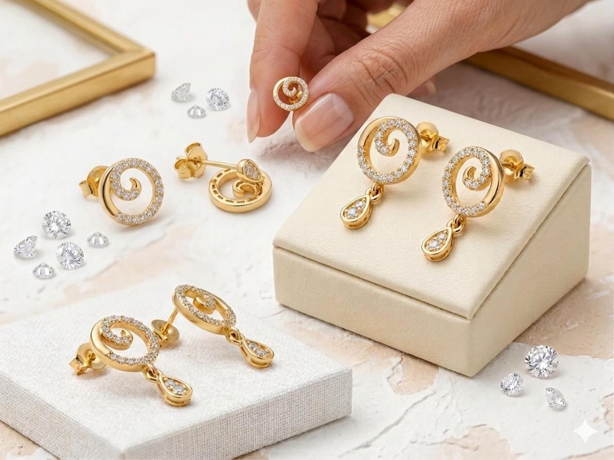 Swirl Pavé Teardrop Drop Earrings