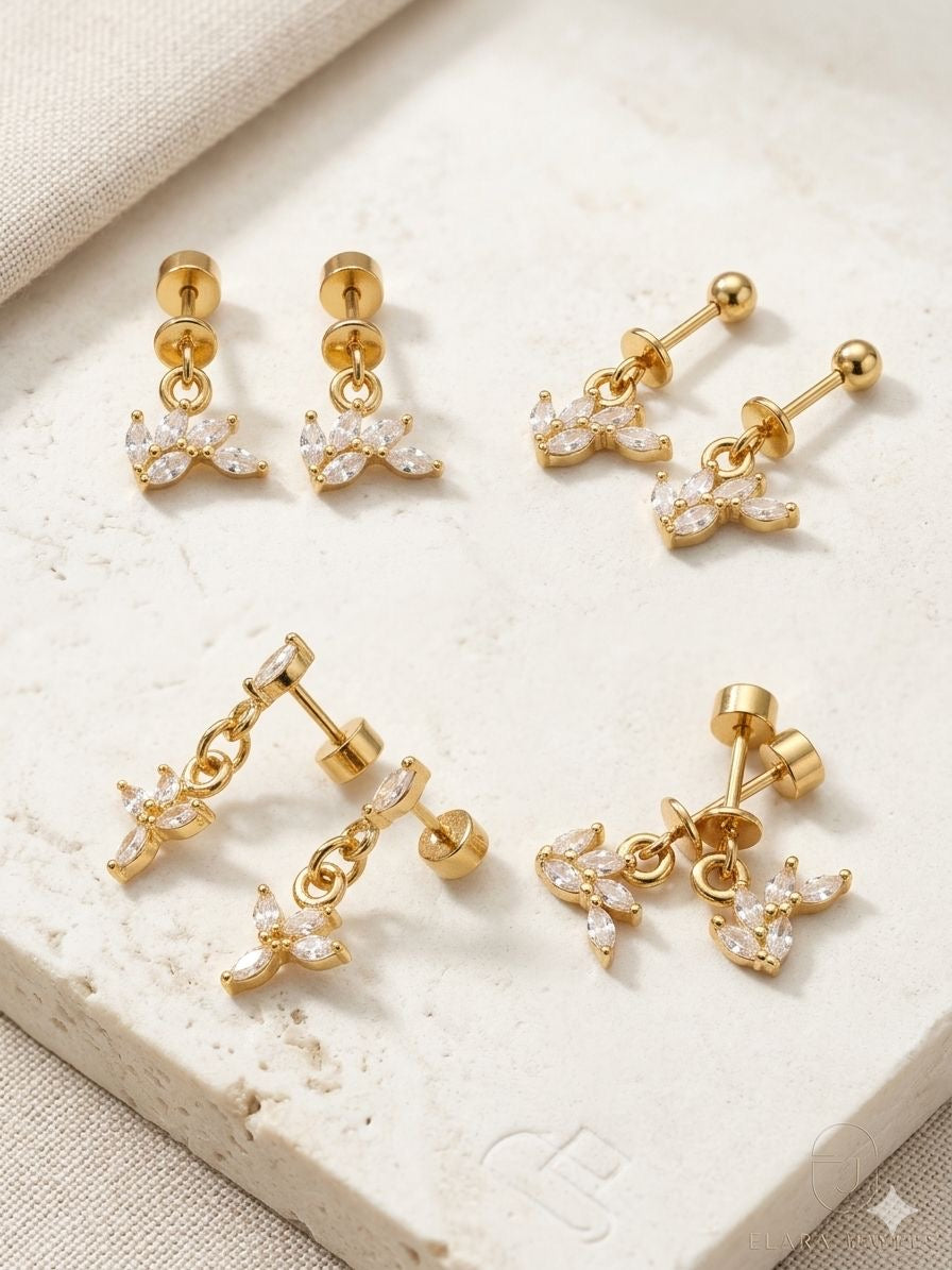 Golden Petal Pavé Flower Studs