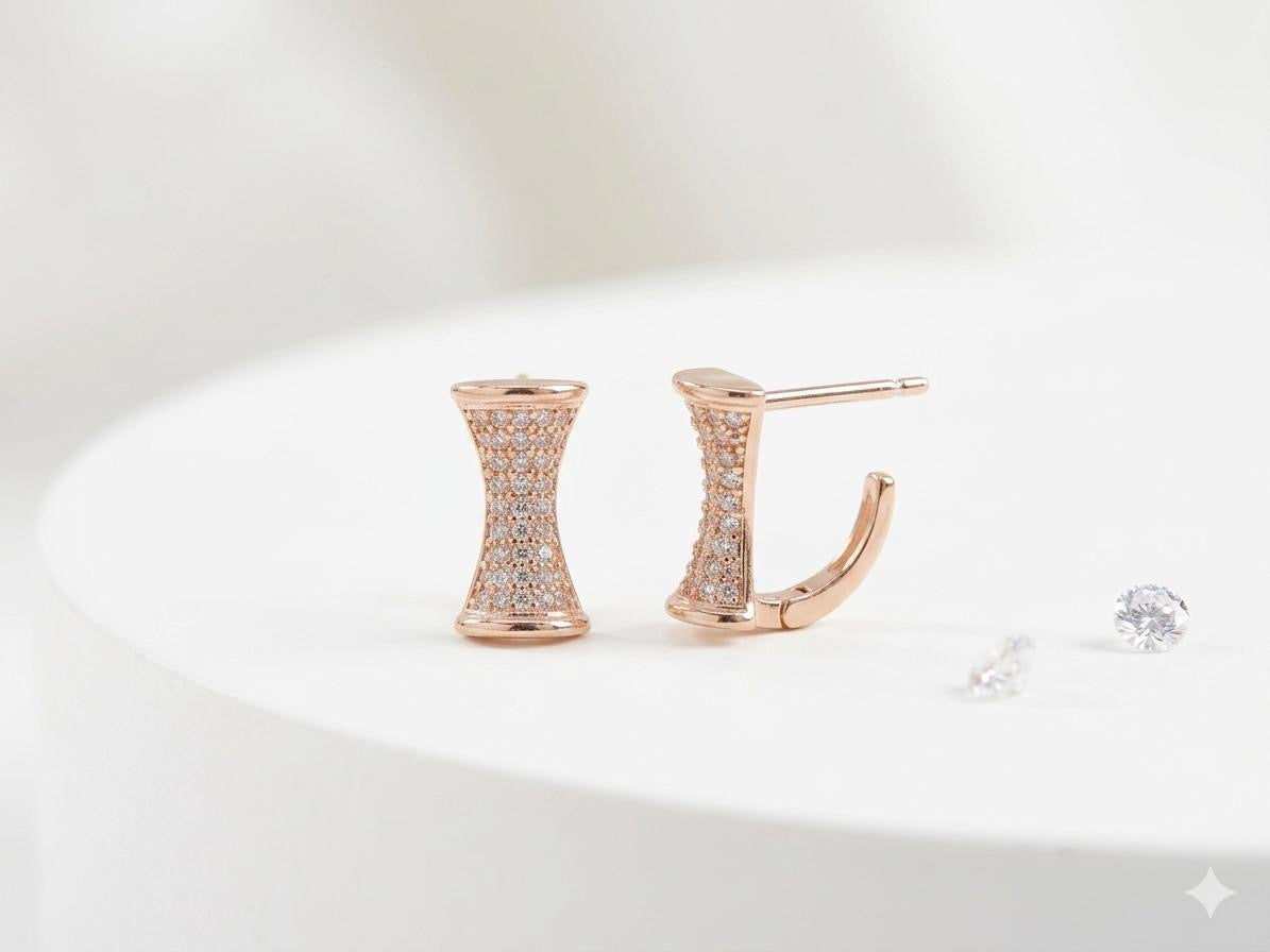 Pavé Hourglass J-Hoop Earrings