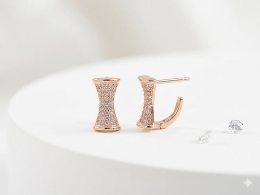 Pavé Hourglass J-Hoop Earrings