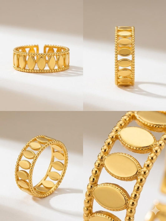 Gold Plated Adjustable Anti Tarnish Open Band Ring