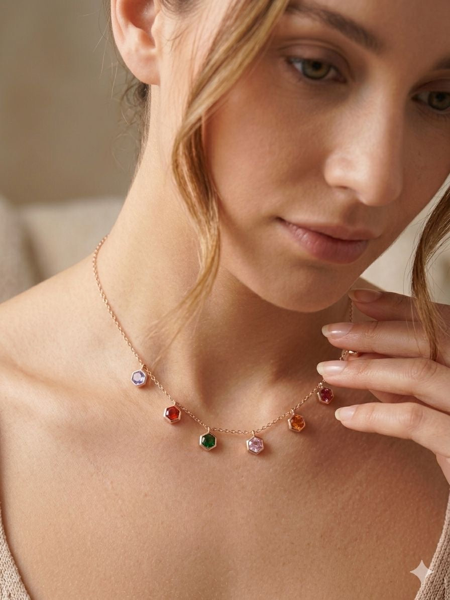 Prism Charm Gemstone Necklace
