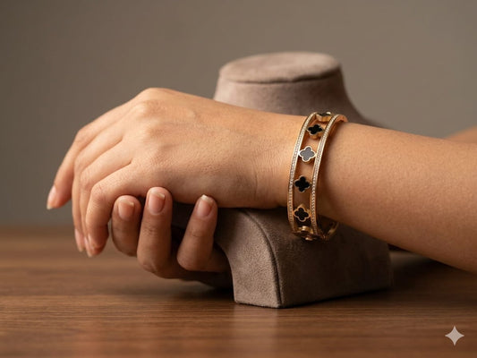 Black Clover Pavé Hinged Bangle