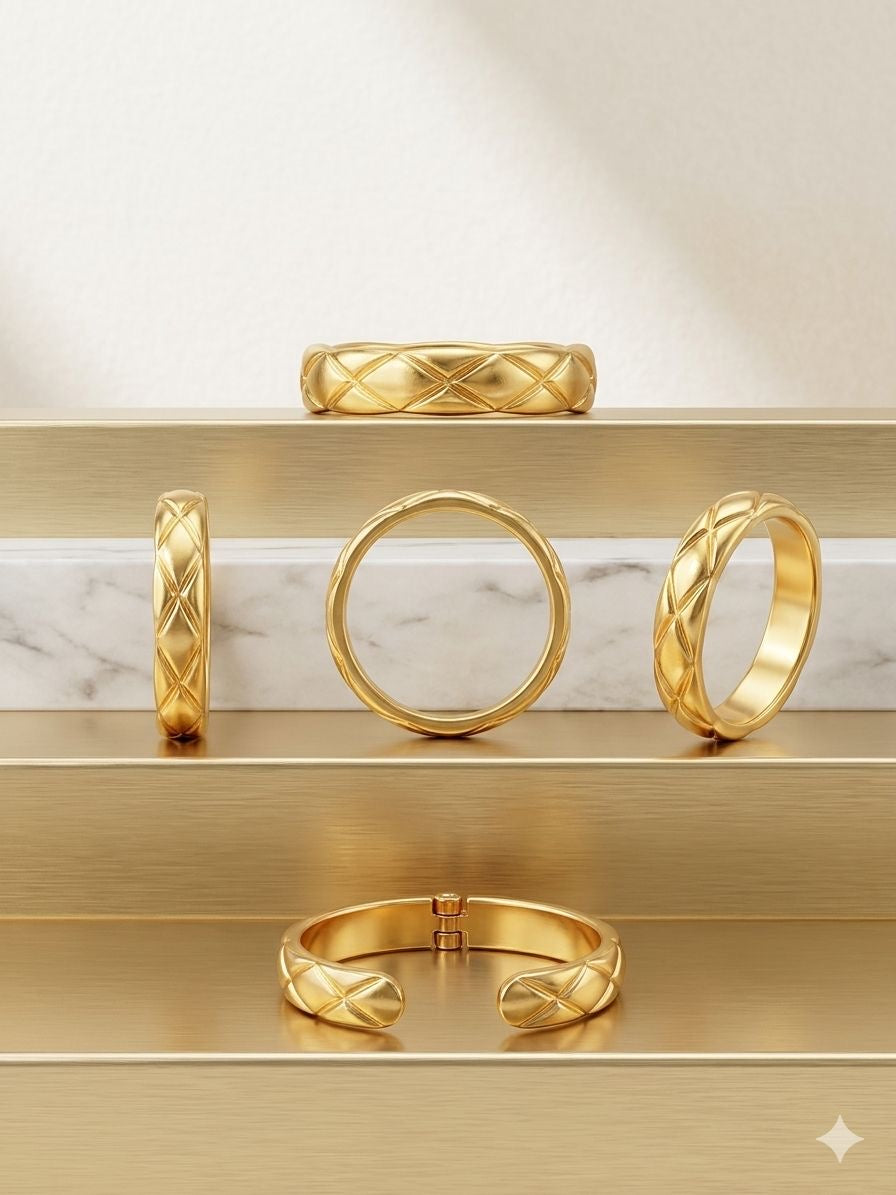 Adjustable Ribbed Bar Anti-Tarnish Diamond Band