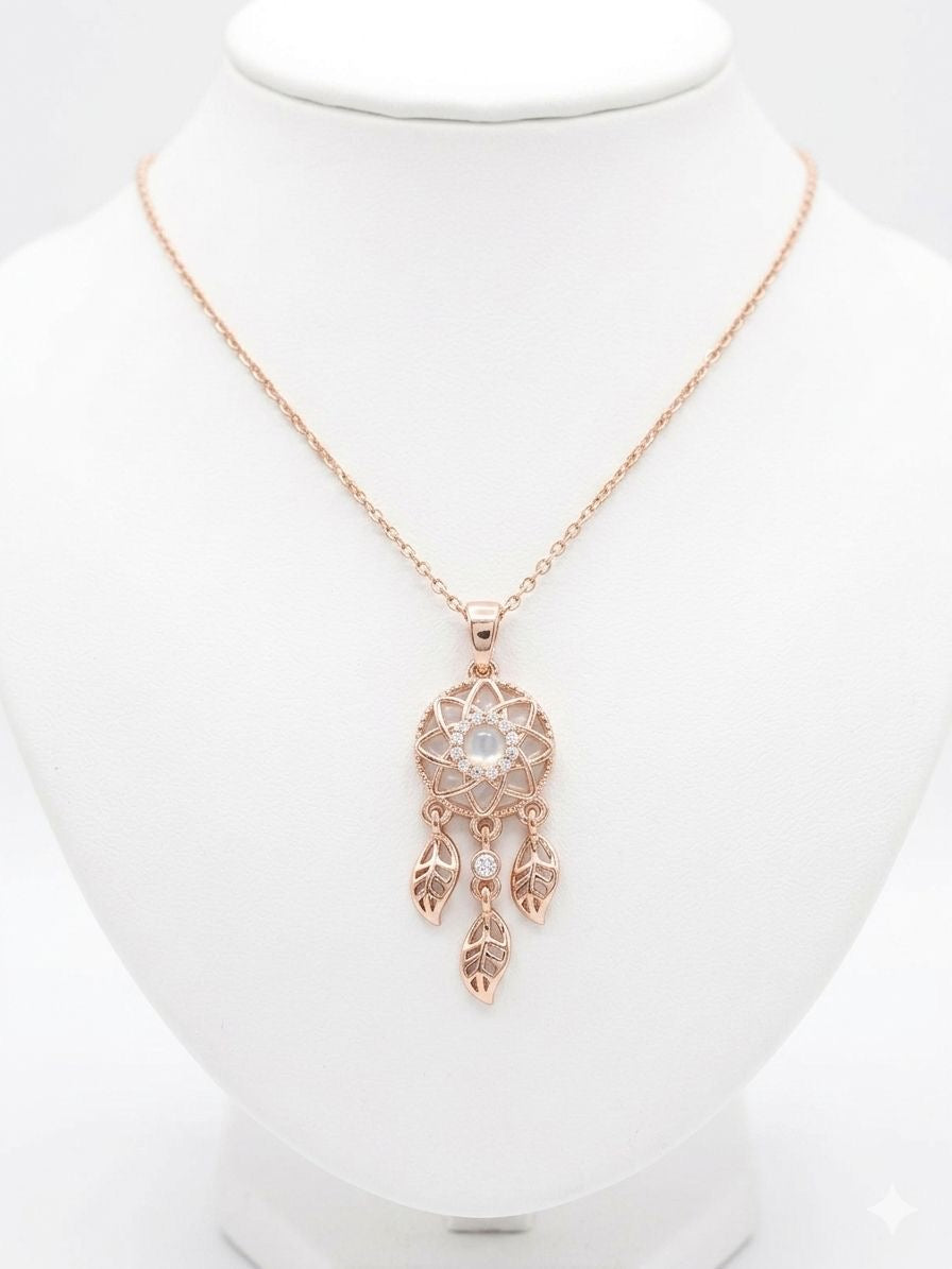 Rose Gold Dreamcatcher Pendant Necklace