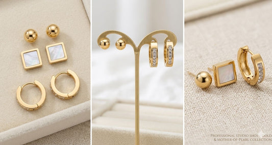 Gold & Mother-of-Pearl Capsule Earring Set