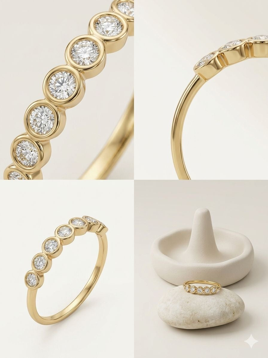 Adjustable Ribbed Bar Anti-Tarnish Diamond Band