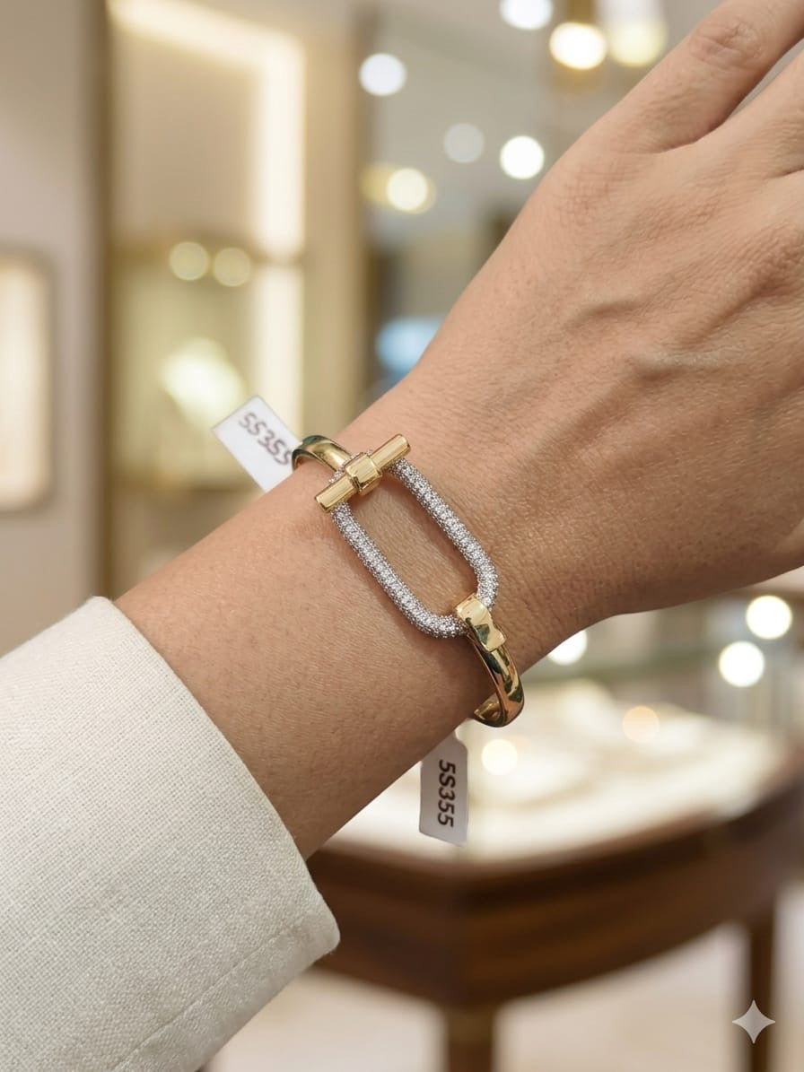 Rose Pavé Open-Work Cuff Bracelet