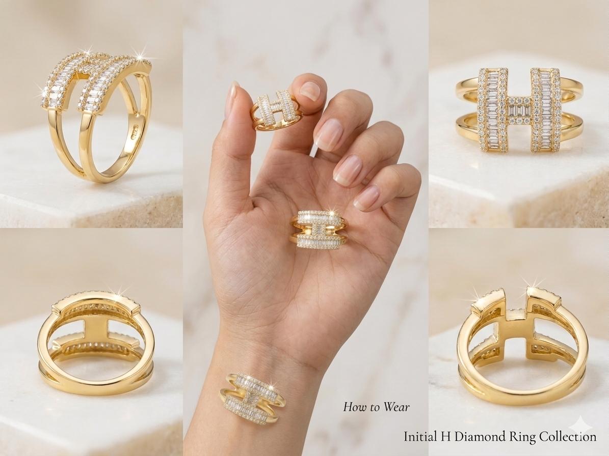 Luxe Double-Bar Pavé Diamond Adjustable Ring